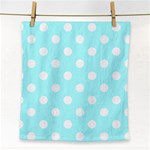 Polka Dots - White on Celeste Cyan Face Towel