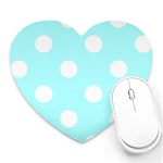 Polka Dots - White on Celeste Cyan Heart Mousepad