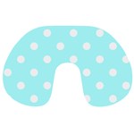 Polka Dots - White on Celeste Cyan Travel Neck Pillow