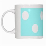 Polka Dots - White on Celeste Cyan White Mug