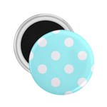 Polka Dots - White on Celeste Cyan 2.25  Magnet