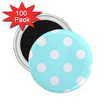 Polka Dots - White on Celeste Cyan 2.25  Magnet (100 pack)