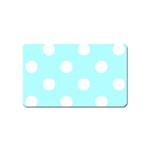 Polka Dots - White on Celeste Cyan Magnet (Name Card)