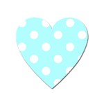 Polka Dots - White on Celeste Cyan Magnet (Heart)