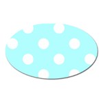Polka Dots - White on Celeste Cyan Magnet (Oval)