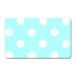 Polka Dots - White on Celeste Cyan Magnet (Rectangular)