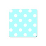 Polka Dots - White on Celeste Cyan Magnet (Square)