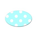 Polka Dots - White on Celeste Cyan Sticker (Oval)