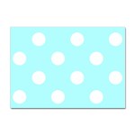 Polka Dots - White on Celeste Cyan Sticker A4 (10 pack)