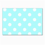 Polka Dots - White on Celeste Cyan Postcard 4  x 6 