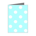 Polka Dots - White on Celeste Cyan Mini Greeting Card