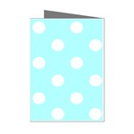 Polka Dots - White on Celeste Cyan Mini Greeting Cards (Pkg of 8)