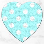 Polka Dots - White on Celeste Cyan Jigsaw Puzzle (Heart)