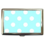 Polka Dots - White on Celeste Cyan Cigarette Money Case