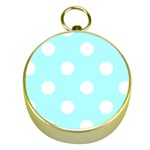 Polka Dots - White on Celeste Cyan Gold Compass
