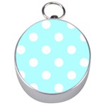 Polka Dots - White on Celeste Cyan Silver Compass