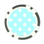 Polka Dots - White on Celeste Cyan Poker Chip Card Guard