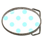 Polka Dots - Celeste Cyan on White Belt Buckle