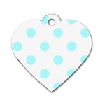 Polka Dots - Celeste Cyan on White Dog Tag Heart (Two Sides)