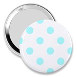 Polka Dots - Celeste Cyan on White 3  Handbag Mirror