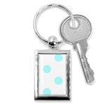 Polka Dots - Celeste Cyan on White Key Chain (Rectangle)