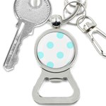 Polka Dots - Celeste Cyan on White Bottle Opener Key Chain