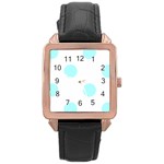 Polka Dots - Celeste Cyan on White Rose Gold Leather Watch