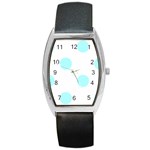 Polka Dots - Celeste Cyan on White Barrel Style Metal Watch