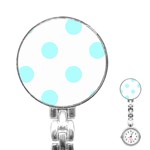 Polka Dots - Celeste Cyan on White Stainless Steel Nurses Watch
