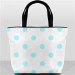 Polka Dots - Celeste Cyan on White Bucket Bag