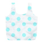 Polka Dots - Celeste Cyan on White Full Print Recycle Bag (L)