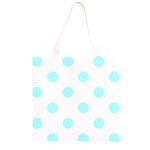 Polka Dots - Celeste Cyan on White Grocery Light Tote Bag