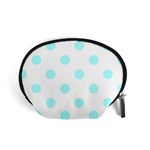 Polka Dots - Celeste Cyan on White Accessory Pouch (Small)