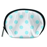Polka Dots - Celeste Cyan on White Accessory Pouch (Medium)