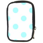 Polka Dots - Celeste Cyan on White Compact Camera Leather Case