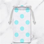 Polka Dots - Celeste Cyan on White Jewelry Bag