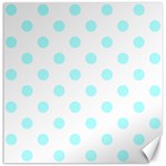 Polka Dots - Celeste Cyan on White Canvas 16  x 16 