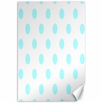 Polka Dots - Celeste Cyan on White Canvas 20  x 30 