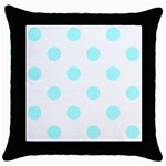 Polka Dots - Celeste Cyan on White Throw Pillow Case (Black)