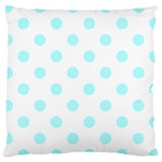 Polka Dots - Celeste Cyan on White Large Cushion Case (One Side)