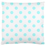 Polka Dots - Celeste Cyan on White Large Flano Cushion Case (One Side)