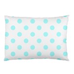 Polka Dots - Celeste Cyan on White Pillow Case (One Side)
