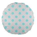 Polka Dots - Celeste Cyan on White Large 18  Premium Round Cushion