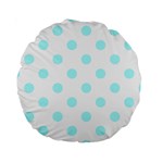 Polka Dots - Celeste Cyan on White Standard 15  Premium Round Cushion
