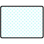 Polka Dots - Celeste Cyan on White Double Sided Fleece Blanket (Large) (Two Sides)
