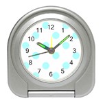 Polka Dots - Celeste Cyan on White Desk Alarm Clock