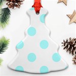 Polka Dots - Celeste Cyan on White Ornament (Christmas Tree)