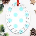 Polka Dots - Celeste Cyan on White Ornament (Bell) Ornament (Oval Filigree)