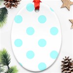 Polka Dots - Celeste Cyan on White Ornament (Oval)