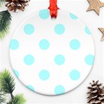 Polka Dots - Celeste Cyan on White Ornament (Round)